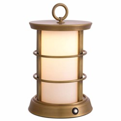 Casa Padrino lámpara de mesa LED de lujo para exterior latón antiguo / blanco Ø 17,5 x A. 31 cm