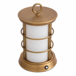 Casa Padrino lámpara de mesa LED de lujo para exterior latón antiguo / blanco Ø 17,5 x A. 31 cm