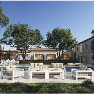 Luxus Outdoor Garten Terrassen Möbel Set Matt Weiß Beige