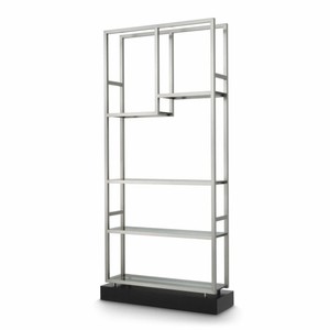 Casa Padrino cabinet mensola di lusso con ripiani in vetro argento / nero / grigio A. 240,5 cm - Mobili di lusso