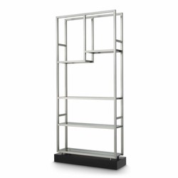 Casa Padrino armario de estantería con estantes de vidrio plata / negro / gris A. 240,5 cm - Muebles de lujo