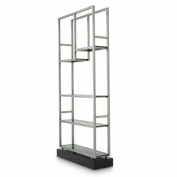 Casa Padrino armario de estantería con estantes de vidrio plata / negro / gris A. 240,5 cm - Muebles de lujo