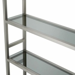 Casa Padrino armario de estantería con estantes de vidrio plata / negro / gris A. 240,5 cm - Muebles de lujo