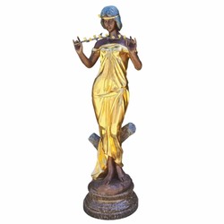 Casa Padrino sculpture décorative en laiton de jardin Art Nouveau femme avec fleurs or / bronze / noir H. 180 cm