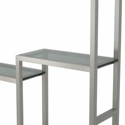 Casa Padrino armario de estantería con 5 estantes de vidrio plata / negro / gris A. 240,5 cm - Muebles de lujo