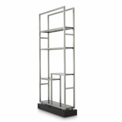 Casa Padrino armario de estantería con 5 estantes de vidrio plata / negro / gris A. 240,5 cm - Muebles de lujo