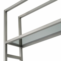Casa Padrino armario de estantería con 5 estantes de vidrio plata / negro / gris A. 240,5 cm - Muebles de lujo