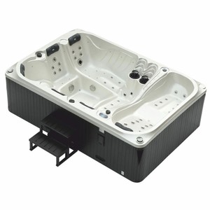 Casa Padrino jacuzzi exterior de lujo blanco / negro 320 cm - Bañera de hidromasaje en el jardín