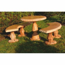 Casa Padrino Baroque Garden Table Beige Ø 87 x H. 78 cm - Baroque Garden Furniture