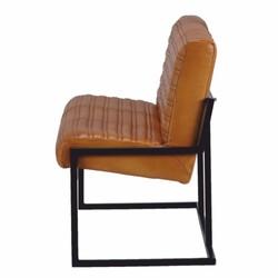 Casa Padrino banc de luxe en cuir véritable marron clair / noir 160 cm - Meubles en cuir véritable