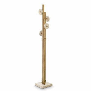 Casa Padrino Luxus Garderobenständer Vintage Messing / Beige H. 175,5 cm - Luxus Möbel