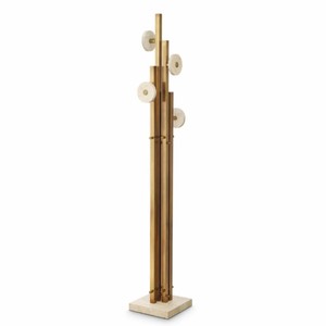 Casa Padrino Luxus Garderobenständer Vintage Messing / Beige H. 175,5 cm - Luxus Möbel