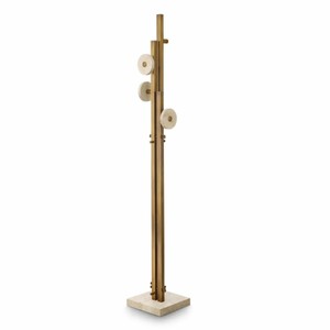 Casa Padrino Luxus Garderobenständer Vintage Messing / Beige H. 175,5 cm - Luxus Möbel