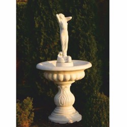 Barock Garten Terrassen Deko Stein Vogeltränke Brunnen Frau Sandfarben