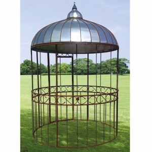 Casa Padrino Art Nouveau Garden Birdhouse Rust / Silver Ø 200 x H. 300 cm - Nostalgic Birdhouses