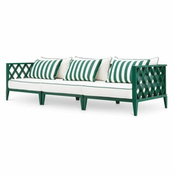 Casa Padrino Luxury Garden Sofa Green / White 275.5 cm - Outdoor Garden Furniture