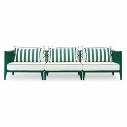 Casa Padrino Luxury Garden Sofa Green / White 275.5 cm - Outdoor Garden Furniture