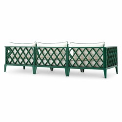 Casa Padrino Luxury Garden Sofa Green / White 275.5 cm - Outdoor Garden Furniture