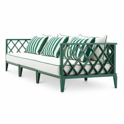 Casa Padrino Luxury Garden Sofa Green / White 275.5 cm - Outdoor Garden Furniture