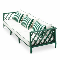 Casa Padrino Luxury Garden Sofa Green / White 275.5 cm - Outdoor Garden Furniture