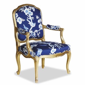 Casa Padrino Luxury Baroque Hotel & Living Room Armchair Blue / White / Gold - Made in Italy
