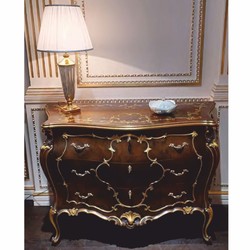 Prunkvolle Luxus Barock Kommode mit 3 Schubladen Braun Gold