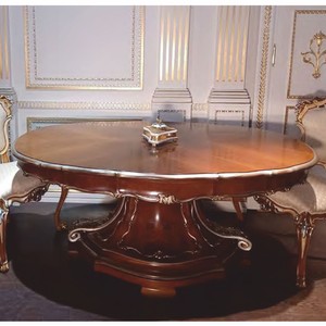 Casa Padrino mesa de comedor barroco de lujo marrón / plata 177 cm - Muebles barrocos - Hecho en Italia