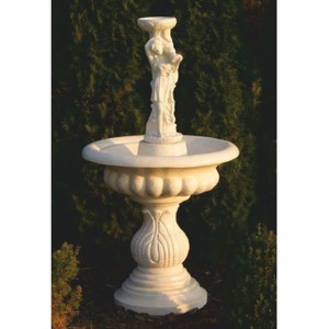Casa Padrino bain d'oiseaux baroque fontaine femme sable Ø 79 x H. 146 cm - Décoration de jardin