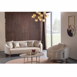 Casa Padrino fauteuil de luxe gris / blanc / bronze - Meubles de salon et d'hôtel