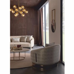 Casa Padrino fauteuil de luxe gris / blanc / bronze - Meubles de salon et d'hôtel