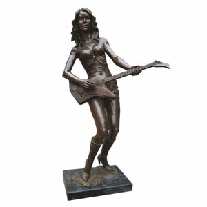 Casa Padrino escultura decorativa XXL de latón guitarrista bronce / negro A. 180 cm