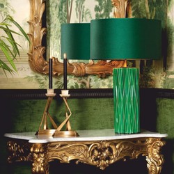 Casa Padrino lampada da tavolo in ceramica verde / ottone antico A. 88,5 cm