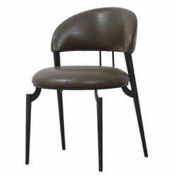 Casa Padrino chaise de salle à manger de luxe en cuir artificiel gris foncé / noir - Meubles de salle à manger
