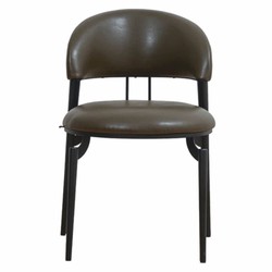 Casa Padrino chaise de salle à manger de luxe en cuir artificiel gris foncé / noir - Meubles de salle à manger