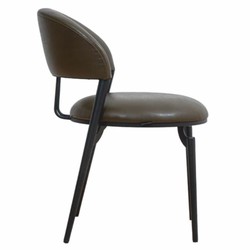 Casa Padrino chaise de salle à manger de luxe en cuir artificiel gris foncé / noir - Meubles de salle à manger