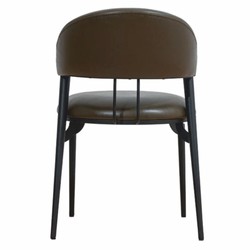 Casa Padrino chaise de salle à manger de luxe en cuir artificiel gris foncé / noir - Meubles de salle à manger