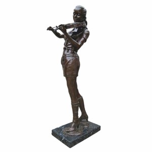 Casa Padrino escultura decorativa XXL de latón mujer con violín bronce / negro A. 180 cm