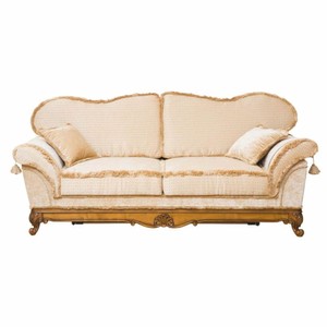 Prunkvolles Luxus Barock Wohnzimmer Hotel Sofa Creme Braun