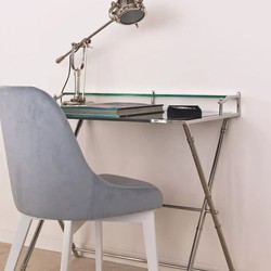 Casa Padrino bureau / secrétaire en verre argent 83 cm - Mobilier de bureau