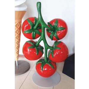 Casa Padrino XXL Decorative Tomatoes on a Stem with Stand Red / Green / Gray H. 100 cm