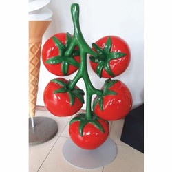Casa Padrino pomodori decorativi XXL su gambo con supporto rosso / verde / grigio A. 100 cm