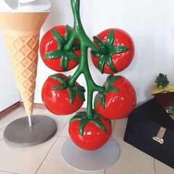 Casa Padrino pomodori decorativi XXL su gambo con supporto rosso / verde / grigio A. 100 cm