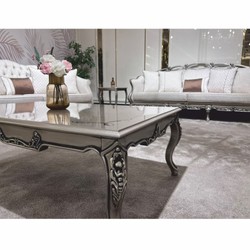 Casa Padrino luxury baroque living room sofa cream / silver 225 cm - Baroque furniture
