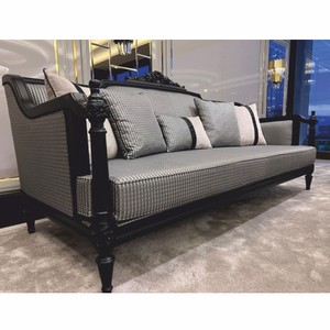 Prunkvolles Luxus Barock Wohnzimmer Sofa Silber Schwarz