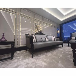 Prunkvolles Luxus Barock Wohnzimmer Sofa Silber Schwarz