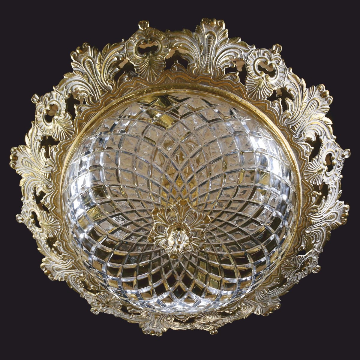 Casa Padrino lámpara de techo barroco de lujo blanco / oro Ø 47 cm - Lámparas barrocas Casa Padrino lámpara de techo barroco de lujo blanco / oro Ø 47 cm - Lámparas barrocas