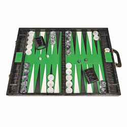 Casa Padrino Valigetta da Backgammon di Lusso in Vera Pelle Ottica Coccodrillo Nero - Accessori di Lusso Casa Padrino Valigetta da Backgammon di Lusso in Vera Pelle Ottica Coccodrillo Nero - Accessori di Lusso