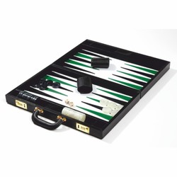 Casa Padrino Mallette de Backgammon de Luxe en Cuir Véritable Noir - Accessoires de Luxe Casa Padrino Mallette de Backgammon de Luxe en Cuir Véritable Noir - Accessoires de Luxe