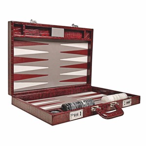 Casa Padrino Luxury Genuine Leather Backgammon Case Bordeaux Red Crocodile Look - Luxury Accessories Casa Padrino Luxury Genuine Leather Backgammon Case Bordeaux Red Crocodile Look - Luxury Accessories