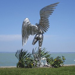 Casa Padrino sculpture décorative de luxe ange argent H. 230 cm - Grande figurine de jardin